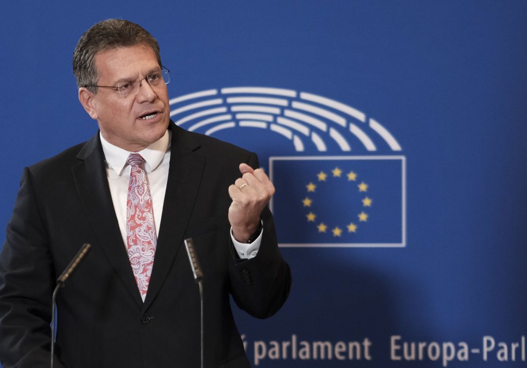 Vice President of the Commission for the Energy Union Maros Sefcovic press conference in Brussels
